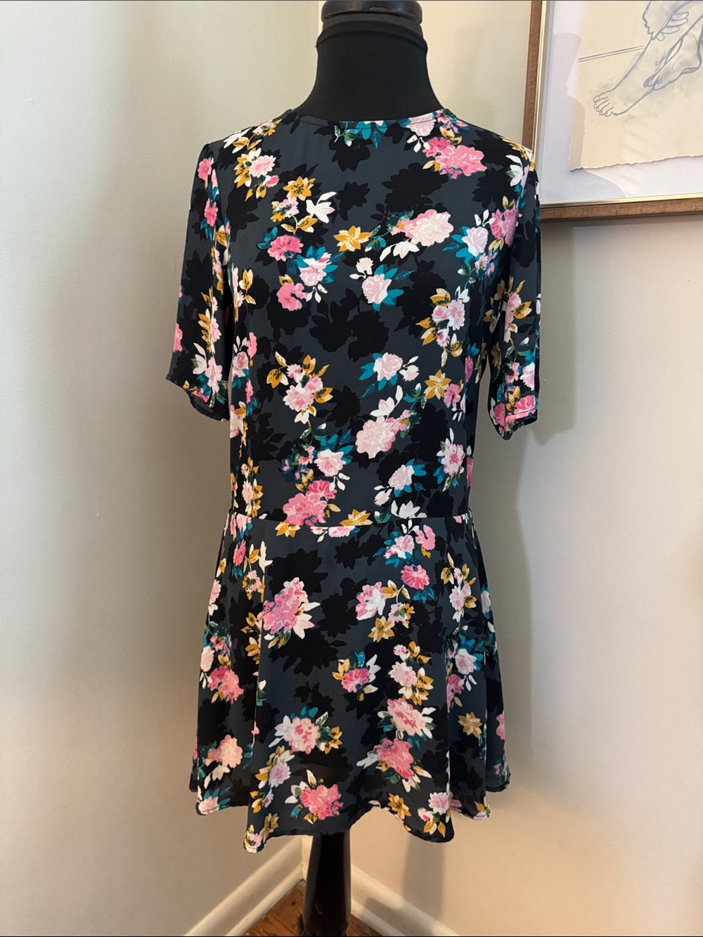 Charles Henry | Ruffle Shirt floral Dress-Size Small